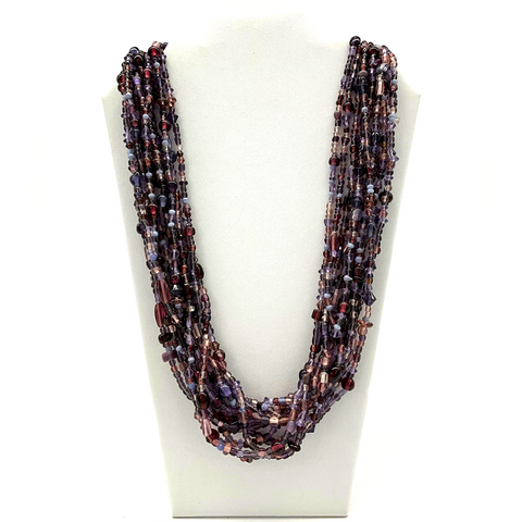 27" Light and Dark Purple Glass Bead Necklace (Dozen)