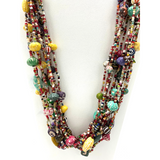 27" Multi Color Glass and Clay Bird Bead Necklace (Dozen)