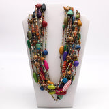 27" Multi Color Glass and Clay Bird Bead Necklace (Dozen)