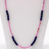27" Blue and Mauve Glass Bead Necklace (Dozen)