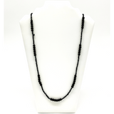 27" Black and Grey Glass Bead Necklace (Dozen)