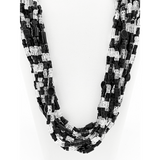 27" Black and Clear Glass Bead Necklace (Dozen)