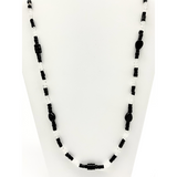 27" Black and Clear Glass Bead Necklace (Dozen)