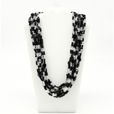 27" Black and Clear Glass Bead Necklace (Dozen)