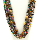 27" Multi Glass and Round Wooden Bead Necklace (Dozen)