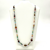 27" Multi Glass and Round Wooden Bead Necklace (Dozen)