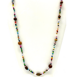 27" Multi Glass and Round Wooden Bead Necklace (Dozen)