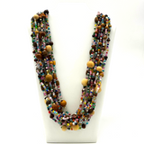 27" Multi Glass and Round Wooden Bead Necklace (Dozen)