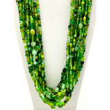 27" Assorted Green Glass Beads Necklace (Dozen)