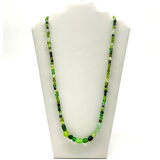 27" Assorted Green Glass Beads Necklace (Dozen)