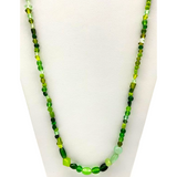 27" Assorted Green Glass Beads Necklace (Dozen)