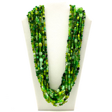 27" Assorted Green Glass Beads Necklace (Dozen)