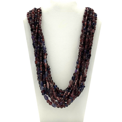 27" Assorted Purple Glass Beads Necklace (Dozen)