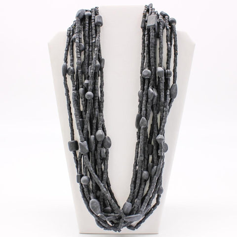 27" Black Matte Glass Bead Necklace (Dozen)