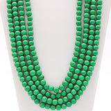 27" Green with Specks Glass Bead Necklace (Dozen)
