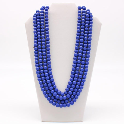 27" Blue with Specks Glass Bead Necklace (Dozen)