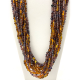 27" Amber and Purple Glass Bead Necklace (Dozen)