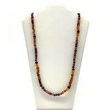 27" Amber and Purple Glass Bead Necklace (Dozen)