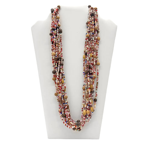 27" Multi Glass & Wood Beads Necklace (Dozen)