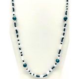 27" Turquoise White Glass Beads Necklace (Dozen)