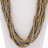 27" Gold Grey Glass Beads Necklace (Dozen)