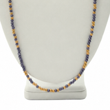 27" Dark Purple Gold Glass Bead Necklace (Dozen)