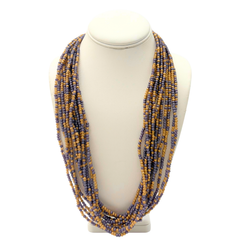 27" Dark Purple Gold Glass Bead Necklace (Dozen)