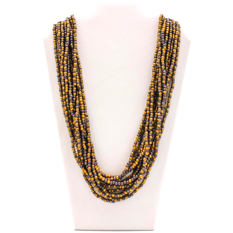 27" Dark Purple Gold Glass Beads Necklace (Dozen)