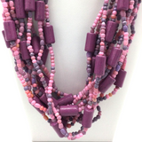 27" Dk. Pink Glass Beads Necklace (Dozen)