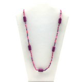 27" Dk. Pink Glass Beads Necklace (Dozen)