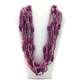 27" Dk. Pink Glass Beads Necklace (Dozen)