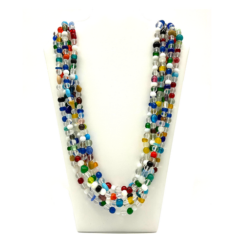 27" Multi Color Glass Bead Necklace (Dozen)