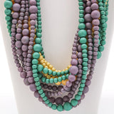 27" Purple and Gold and Green Glass Bead Necklace (Dozen)