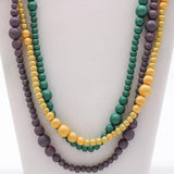 27" Purple and Gold and Green Glass Bead Necklace (Dozen)