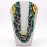 27" Purple and Gold and Green Glass Bead Necklace (Dozen)