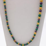 27" Purple and Gold and Green Glass Bead Necklace (Dozen)