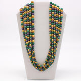 27" Purple and Gold and Green Glass Bead Necklace (Dozen)