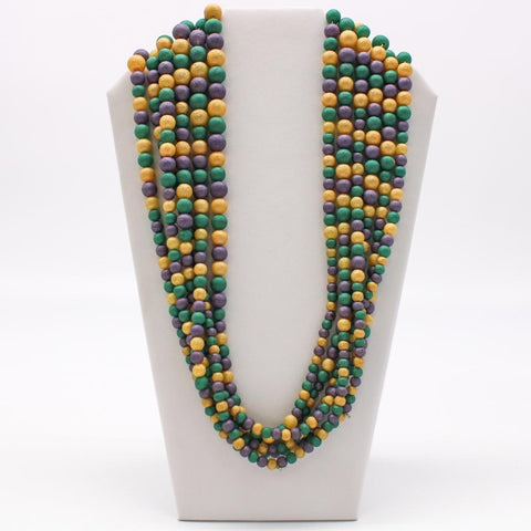 27" Purple and Gold and Green Glass Bead Necklace (Dozen)