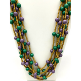 36" Purple and Gold and Green Glass Bead Necklace (Dozen)