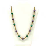 36" Purple and Gold and Green Glass Bead Necklace (Dozen)