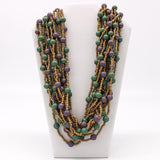 36" Purple and Gold and Green Glass Bead Necklace (Dozen)