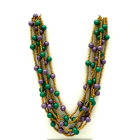 36" Purple and Gold and Green Glass Bead Necklace (Dozen)