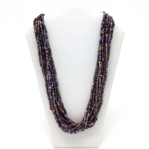 27" Iridescent Purple Glass Bead Necklace (Dozen)