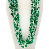 27" Teal and White Glass Bead Necklace (Dozen)