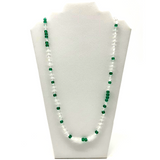 27" Teal and White Glass Bead Necklace (Dozen)