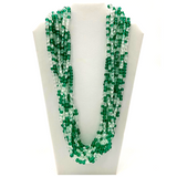 27" Teal and White Glass Bead Necklace (Dozen)