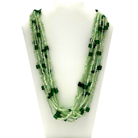 27" Green Glass Bead Necklace (Dozen)