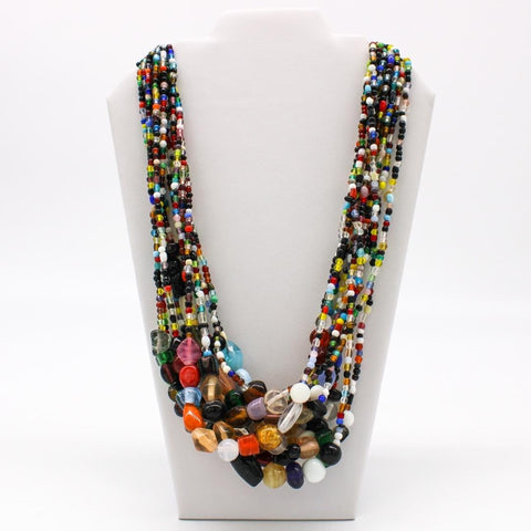27" Multicolor Glass Bead Necklace (Dozen)