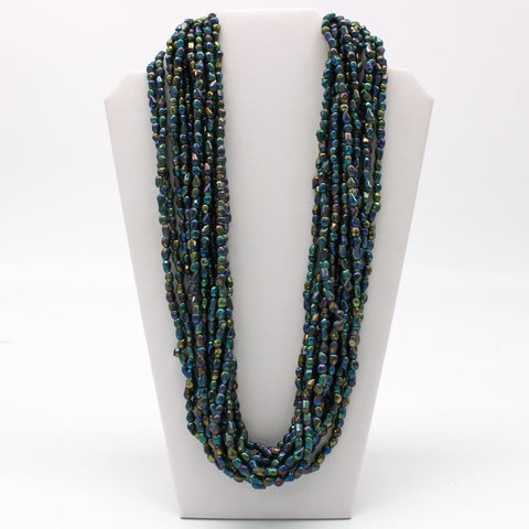 27" Multicolor Iridescent Glass Bead Necklace (Dozen)
