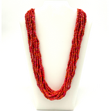 27" Iridescent Red Glass Bead Necklace (Dozen)